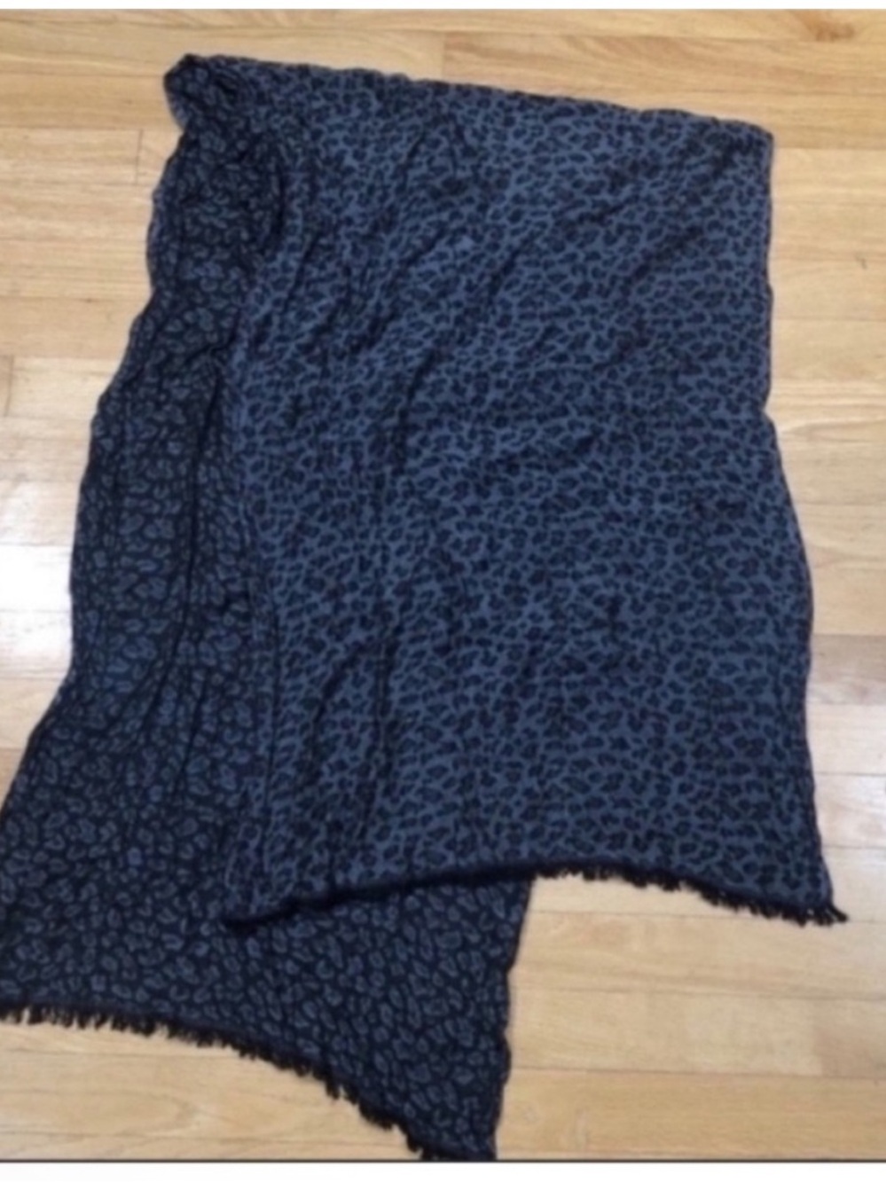 Charter club grey leopard animal print silky soft scarf cheetah print